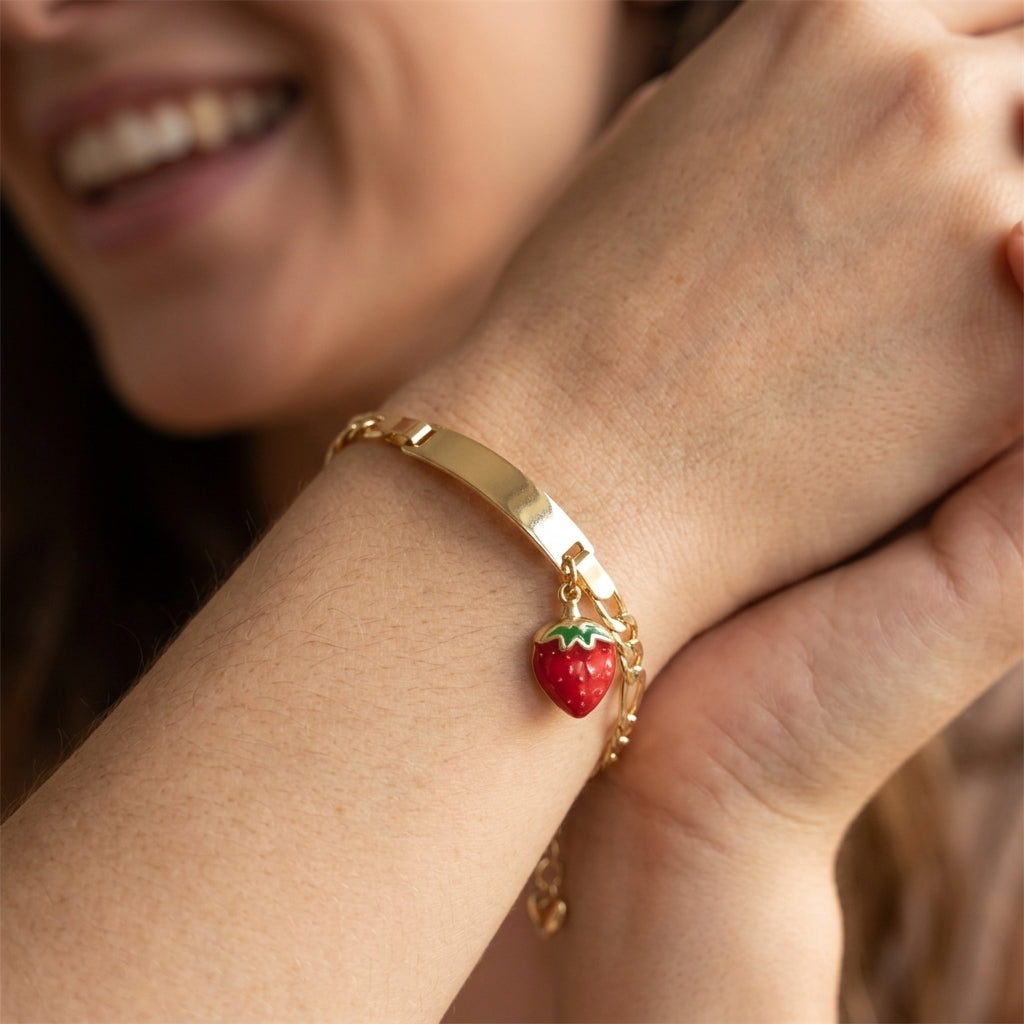 14K Strawberry Charm Bracelet