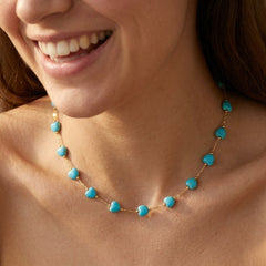 14K Dainty Turquoise Beaded Necklace