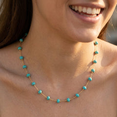 14K Dainty Turquoise Beaded Necklace