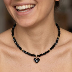 Crystal Chain Heart Pendant Choker Necklace