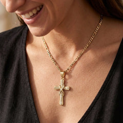 14K Diamond Accented Infinity Cross Necklace