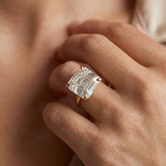 Sterling Silver Asscher Cut Moissanite Ring