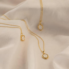 Accented Initial Chain Charm Necklace - Veinci