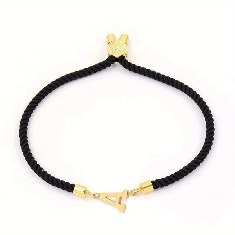 Adjustable Angled Serif Letter Initial Bracelets - Veinci