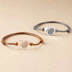Adjustable Heart Custom Name & Fingerprint Rope Bracelet - Veinci