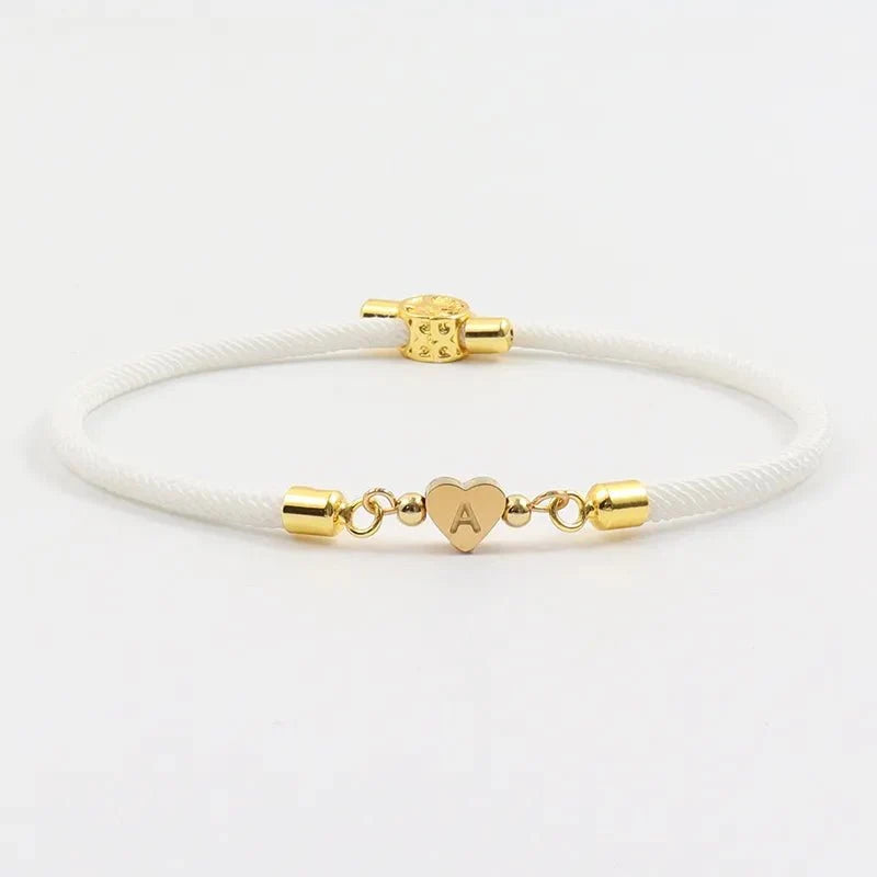 Adjustable Heart Letter Initial Bracelets - Veinci