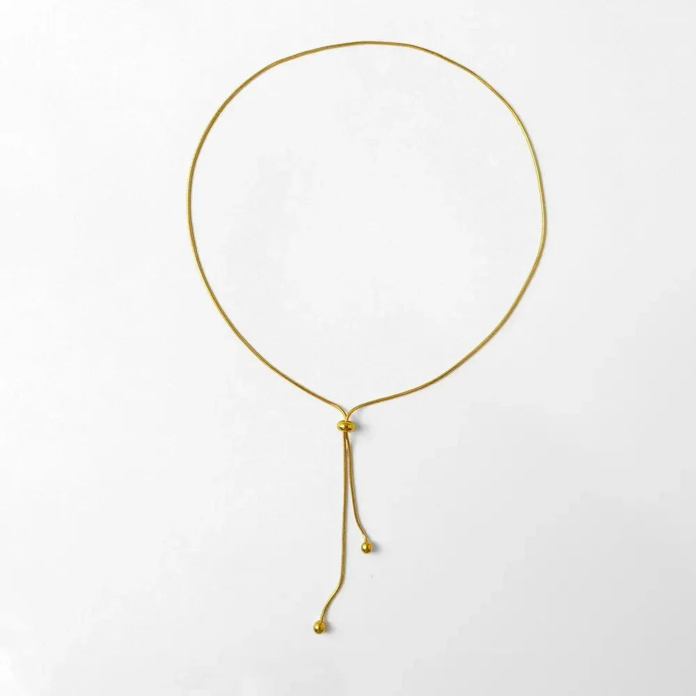 Adjustable Snake Chain Lariat Necklace - Veinci