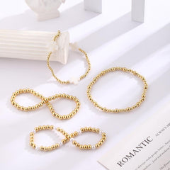 14K 4-Piece Beaded Cross Bracelet Stack