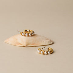 Mini Pearl Huggies Earrings