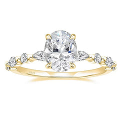 Sterling Silver 3CT Elegant Oval Set Moissanite Accented Band Ring