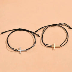 Couples Minimal Cross Bracelets - Veinci