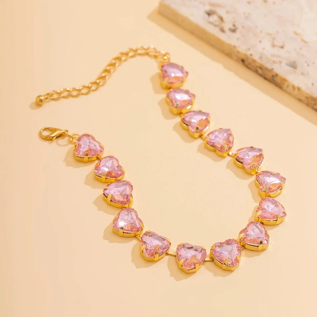 Crystal Heart Choker Necklace - Veinci