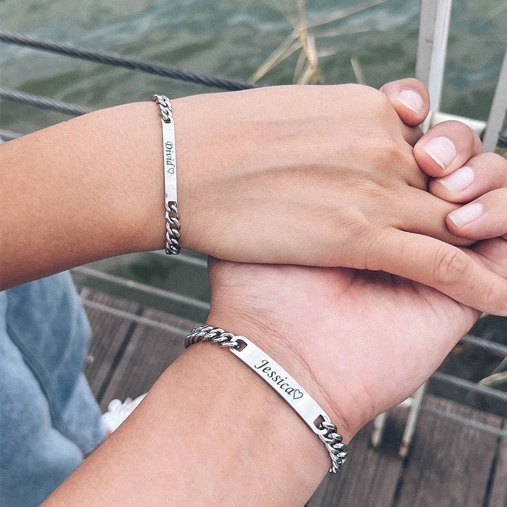 Customized Cuban Link Name Band Bracelets - Veinci