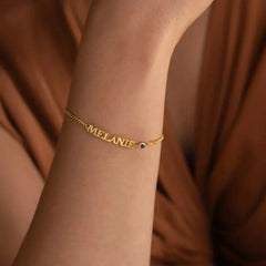 Customized Name & Birthstone Chain Bracelet - Veinci
