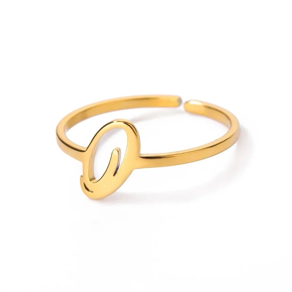 Dainty Adjustable Classy Letter Initial Rings - Veinci