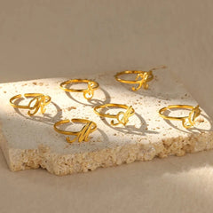 Dainty Adjustable Classy Letter Initial Rings - Veinci