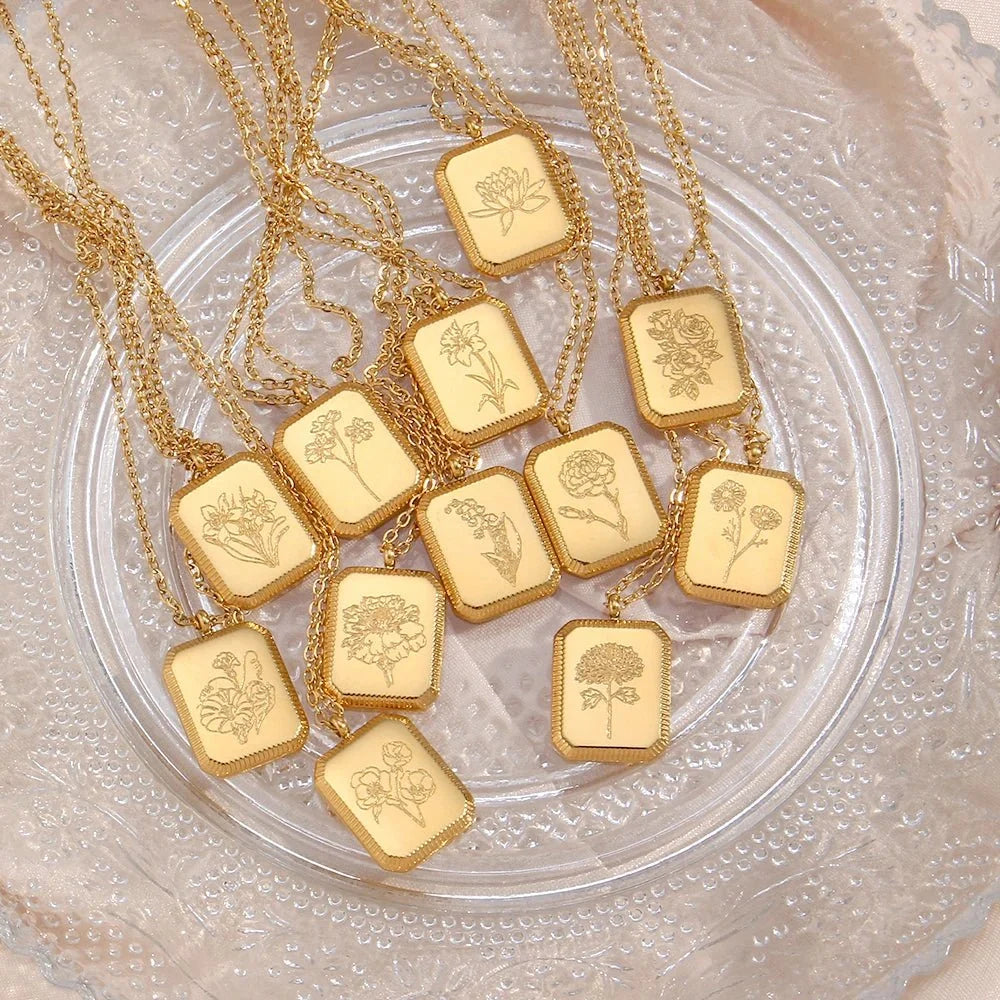 Dainty Birth Month Flower Necklace - Veinci
