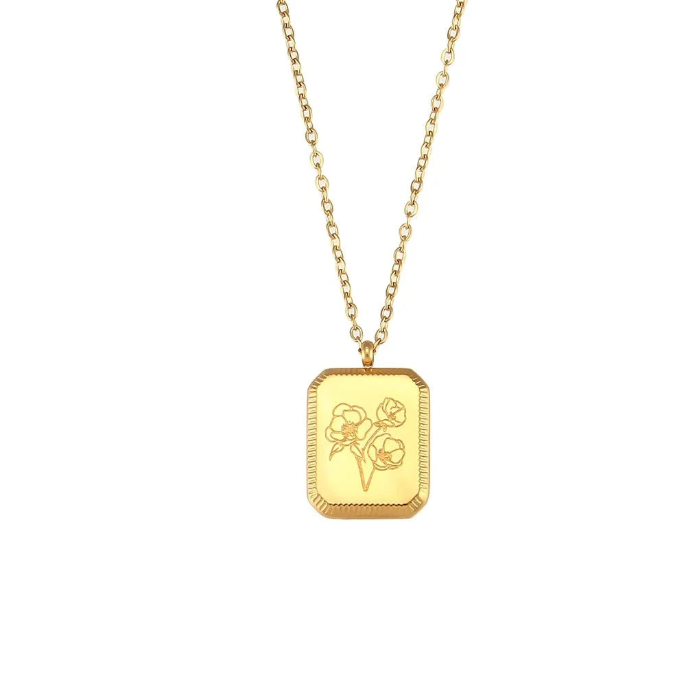 Dainty Birth Month Flower Necklace - Veinci