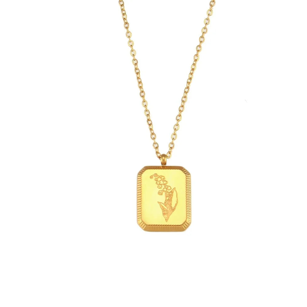 Dainty Birth Month Flower Necklace - Veinci