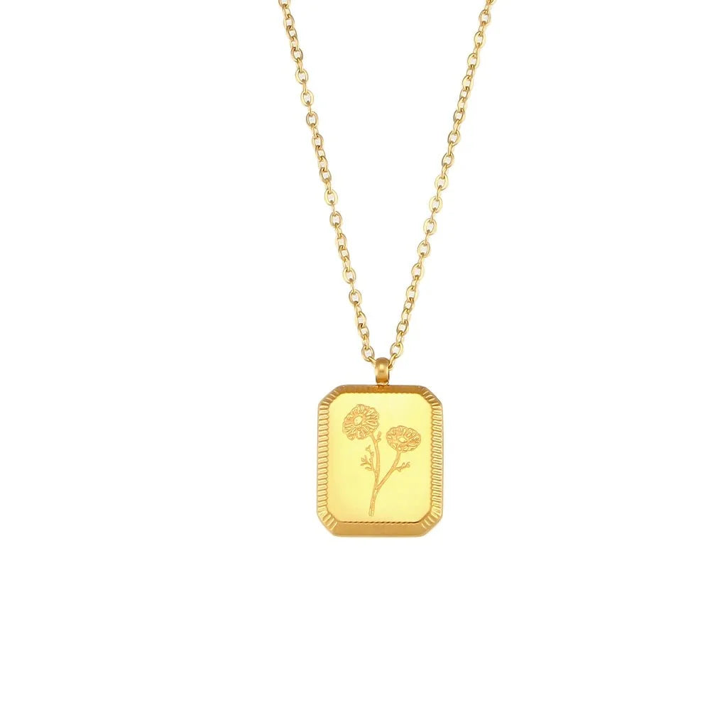 Dainty Birth Month Flower Necklace - Veinci