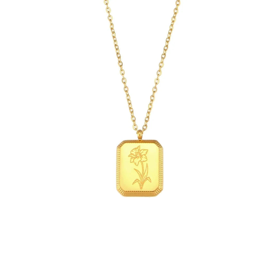 Dainty Birth Month Flower Necklace - Veinci