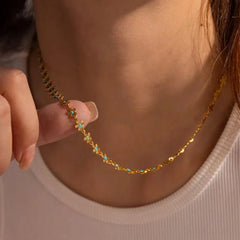 Dainty Blue Floral Necklace - Veinci