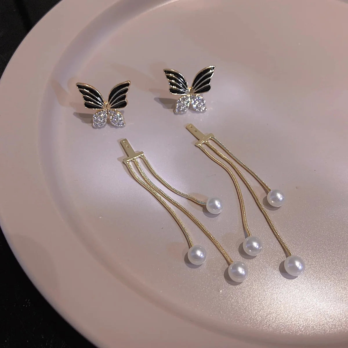 Dainty Butterfly Dangle Earrings - Veinci