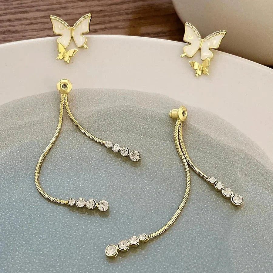 Dainty Butterfly Dangle Earrings - Veinci