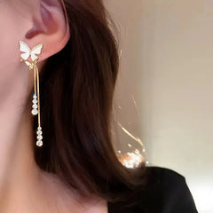 Dainty Butterfly Dangle Earrings - Veinci