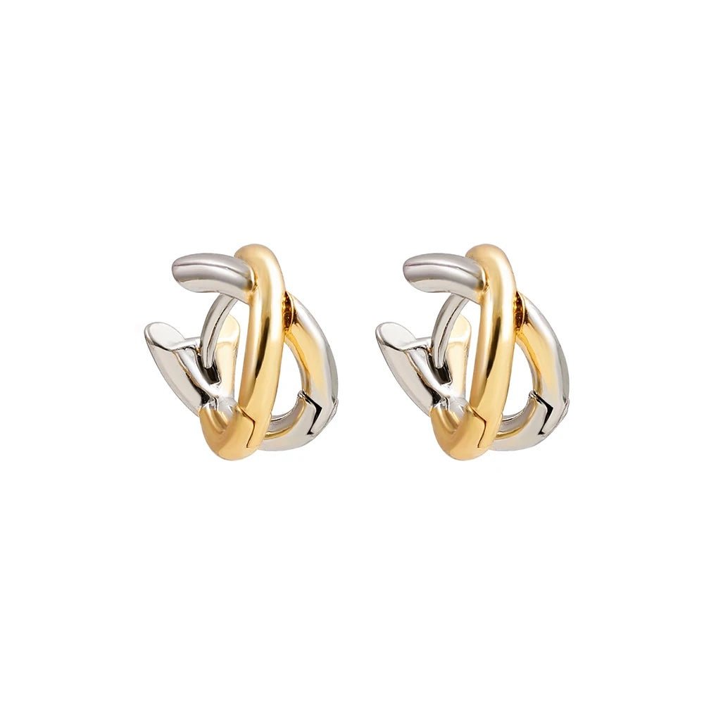 Dainty Criss Cross Contrast Earrings - Veinci