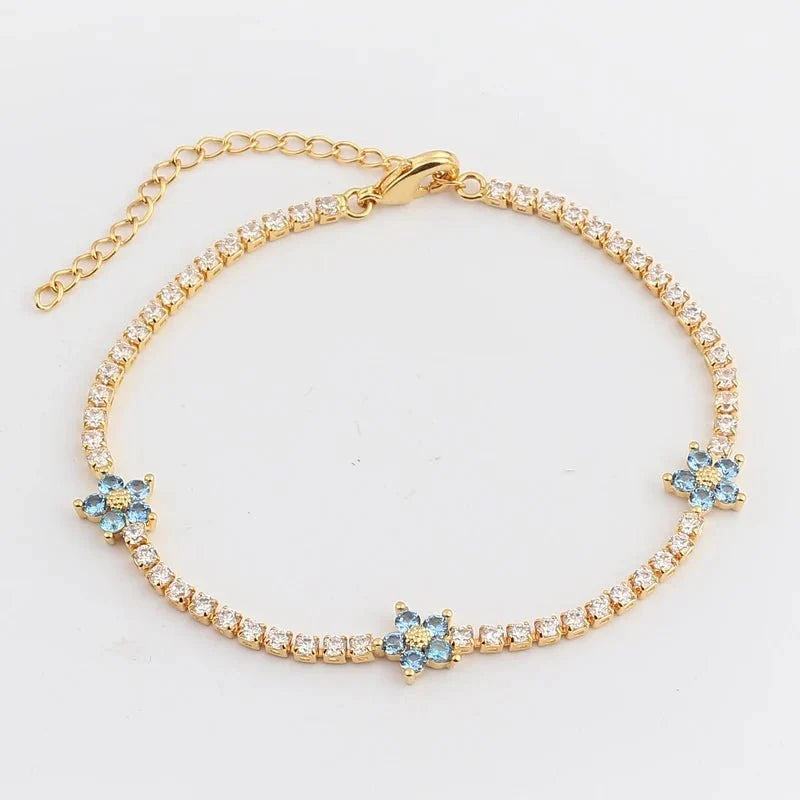 Dainty Diamond Floral Bracelets and Earrings - Veinci