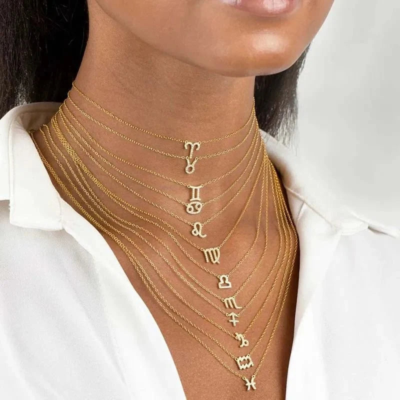 Dainty Diamond Zodiac Sign Necklace - Veinci