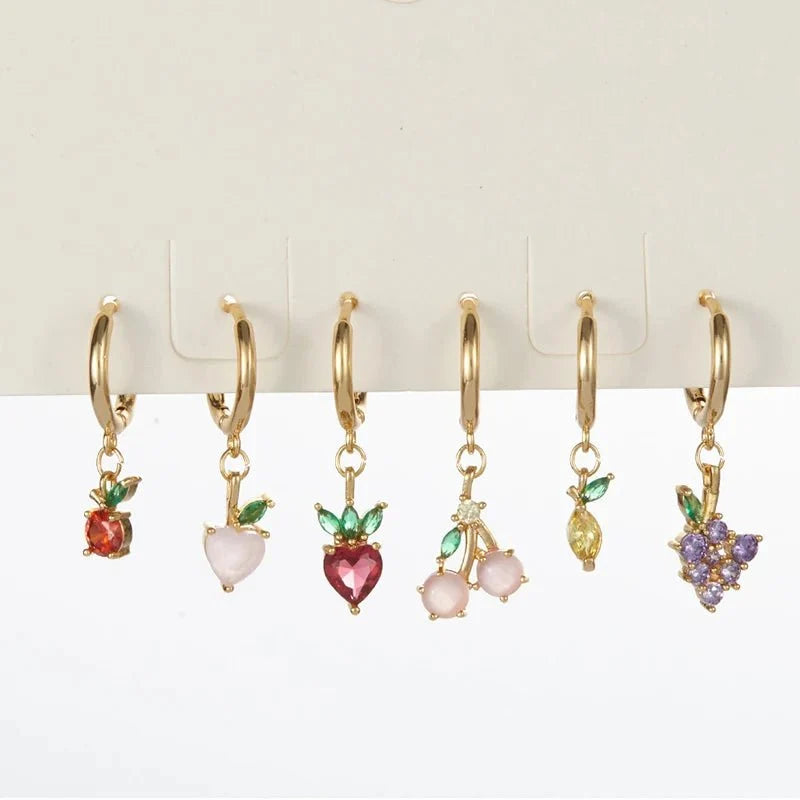 Dainty Fruit Hoop & Stud Earrings - Veinci