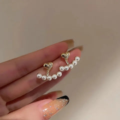 Dainty Heart Pearls Earrings - Veinci