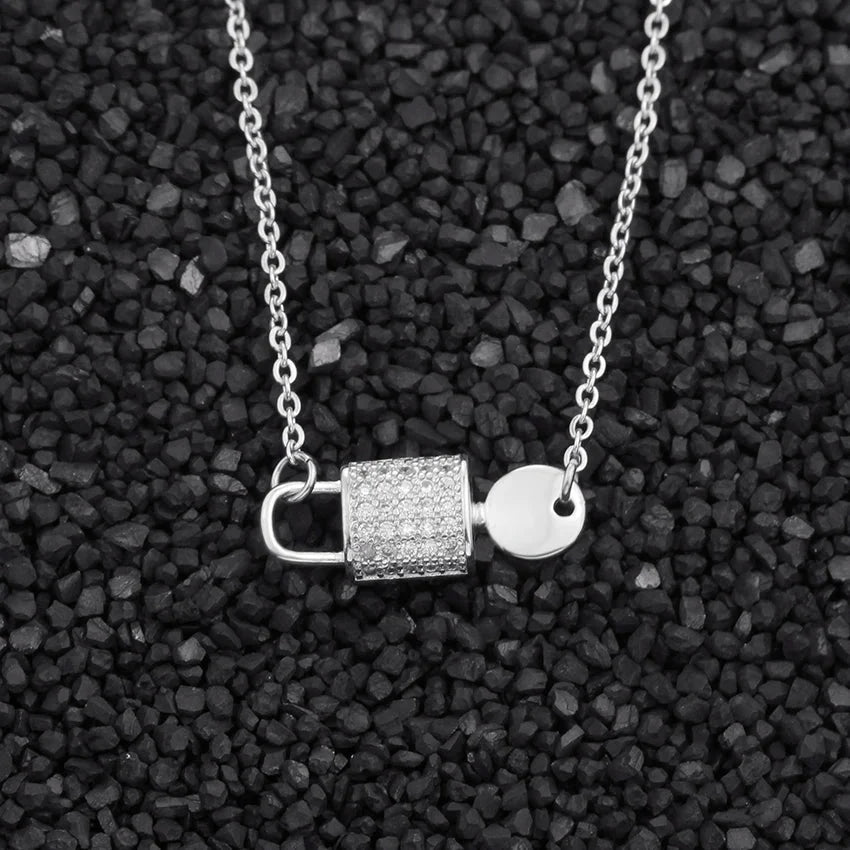 Dainty Lock And Key Lovers Necklace - Veinci