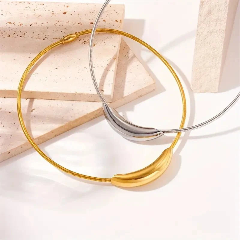 Dainty Modern Curve Choker Necklace - Veinci