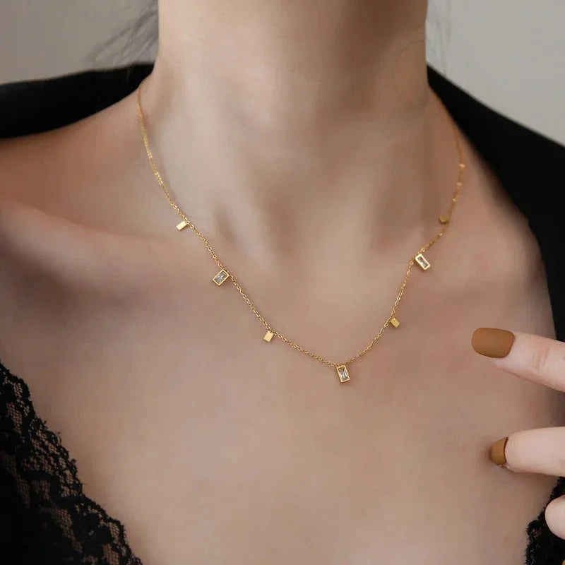 Dainty Rectangle Diamond Choker - Veinci