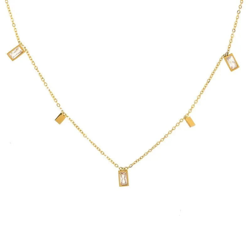 Dainty Rectangle Diamond Choker - Veinci
