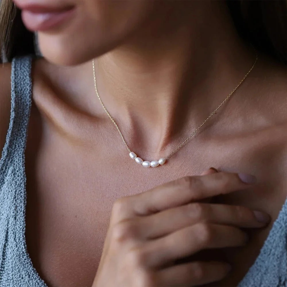 Dainty Strung Beaded Chain Necklace - Veinci
