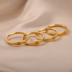 Dainty Thin Letter Initial Ring - Veinci