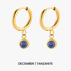 Birthstone Charm Hoops