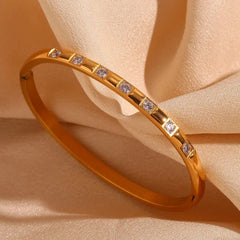 Diamond Accented Gold Cuff Bracelet - Veinci