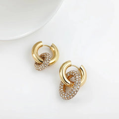 Dual Diamond Circle Huggie Earrings - Veinci