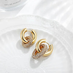 Dual Diamond Circle Huggie Earrings - Veinci