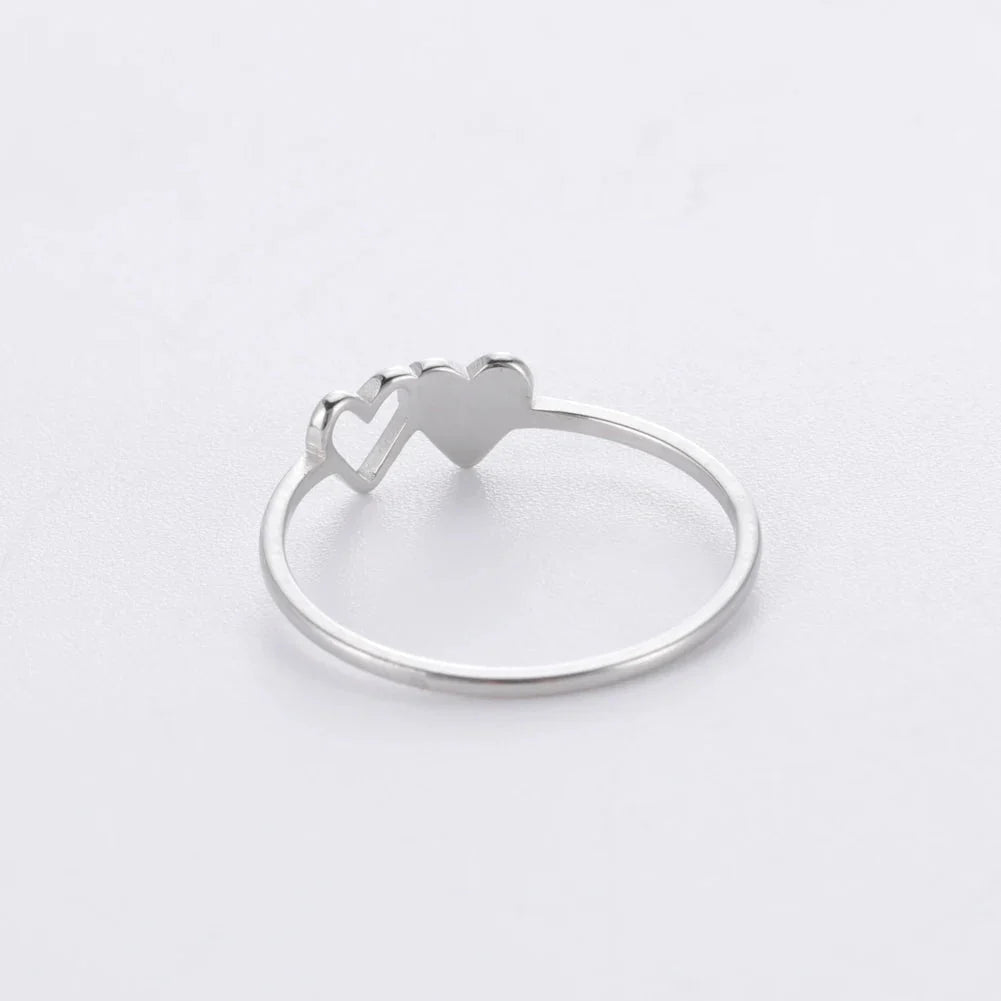 Dual Heart Letter Initial Ring - Veinci
