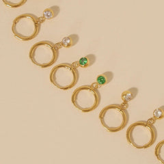Birthstone Charm Hoops