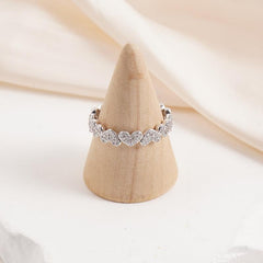 Sterling Silver Moissanite Accented Eternity Heart Ring
