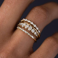 14K 4-Piece Diamond Accented Ring Stack