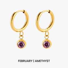 Birthstone Charm Hoops