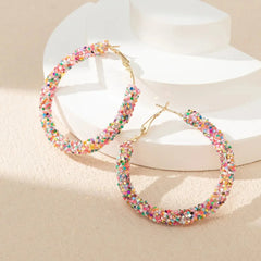 Feminine Rainbow Sprinkle Hoop Earrings - Veinci